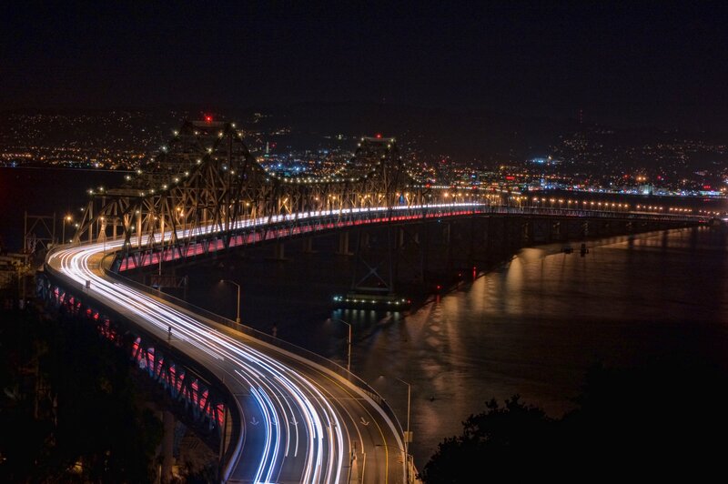 Nighttime Bridge Traffic
