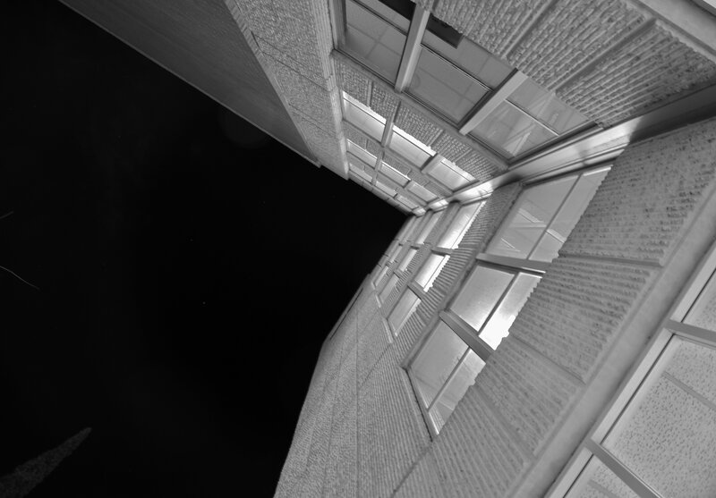 nighttime building corner view