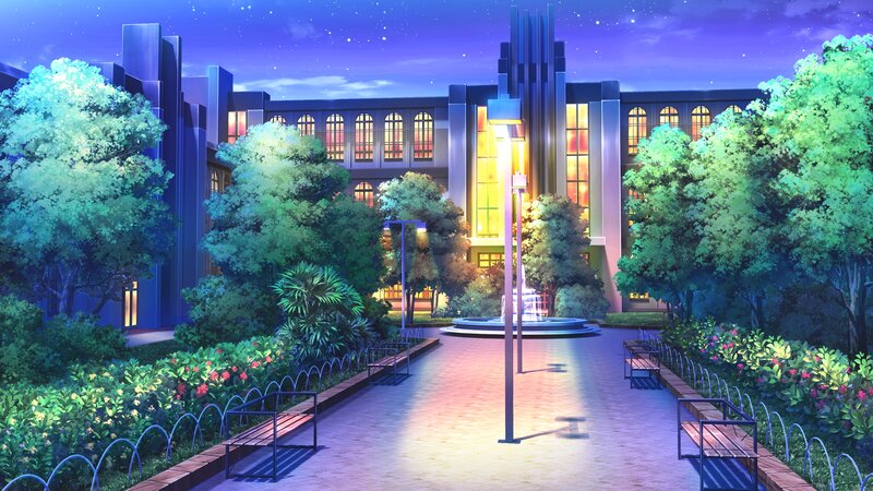 Nighttime Campus Courtyard