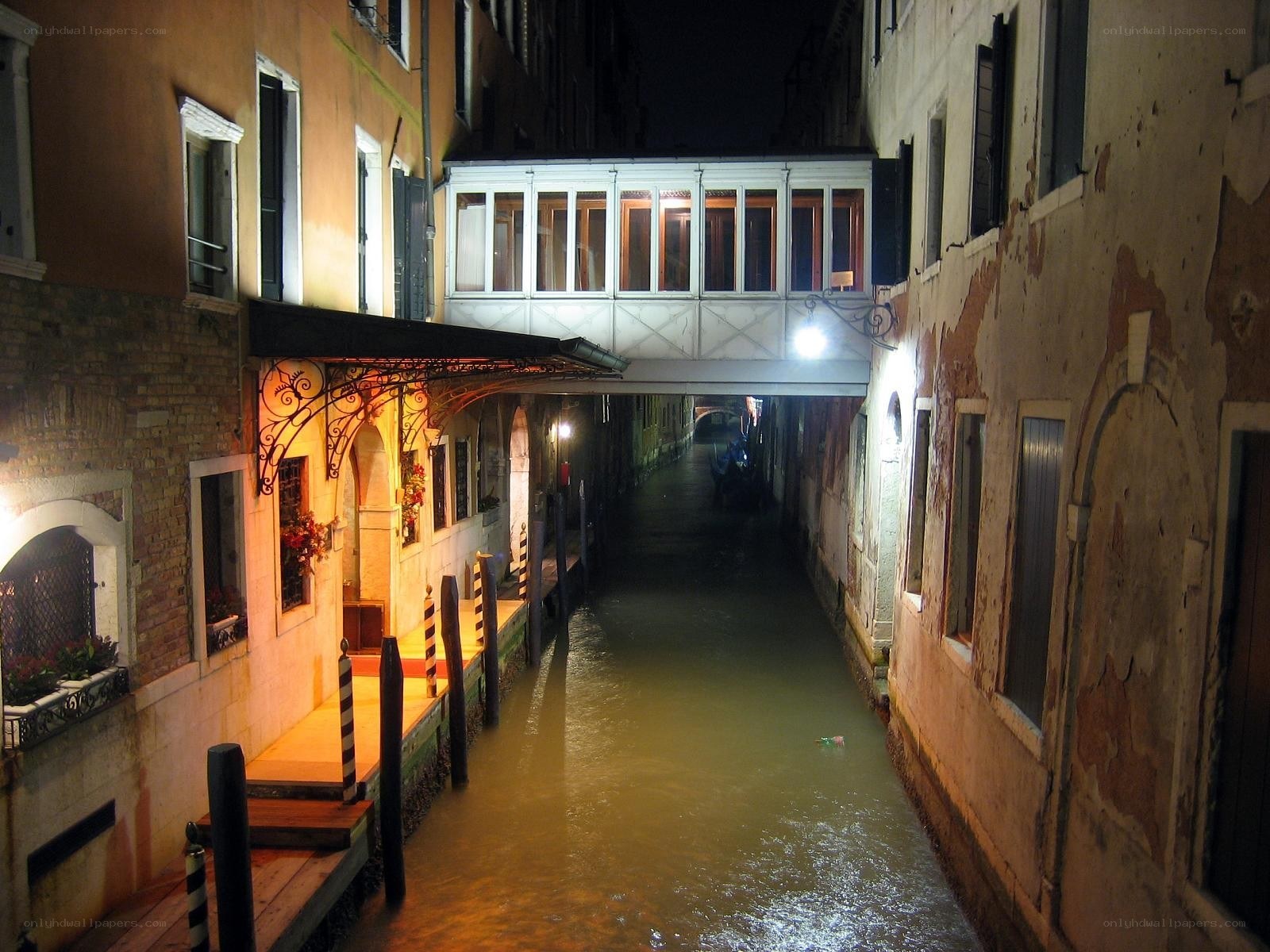 nighttime canal in venice