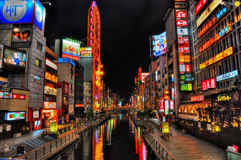 Nighttime Canal Scene — Black, Vibrant