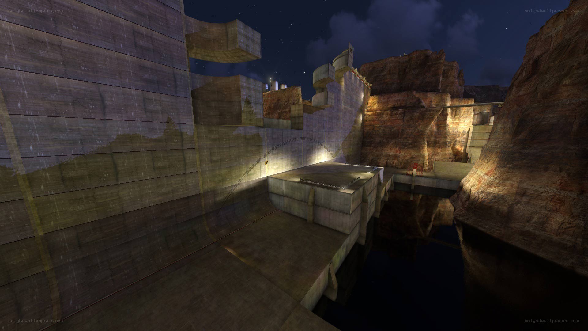 nighttime canyon structure