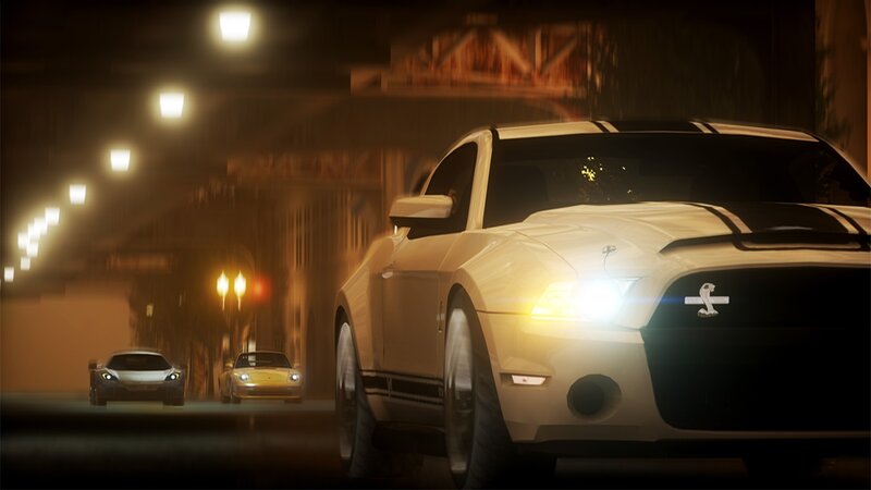 Nighttime car chase scene