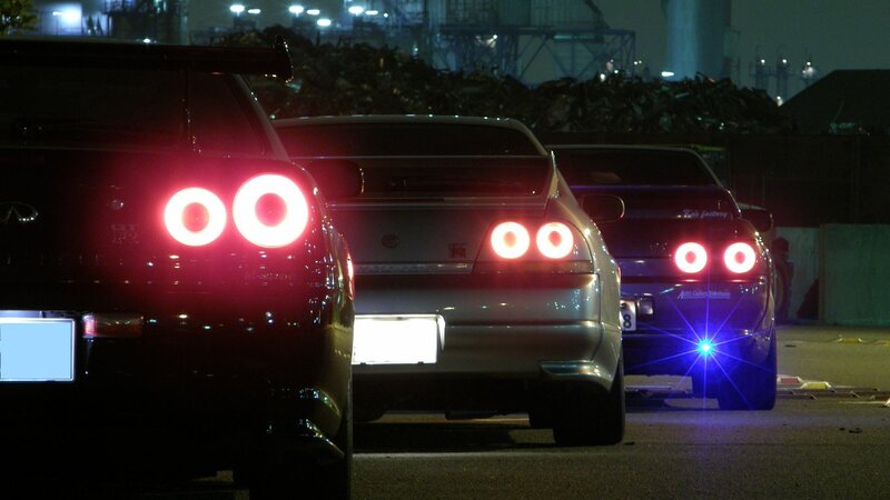Nighttime car lineup
