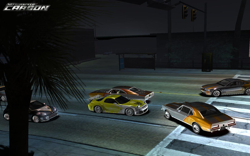 Nighttime car race in Need for Speed Carbon
