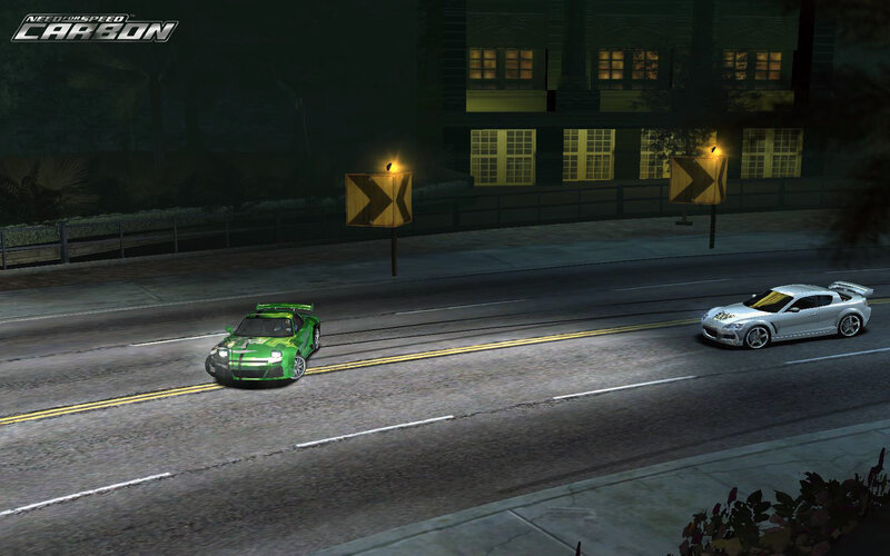 Nighttime car race in Need for Speed Carbon