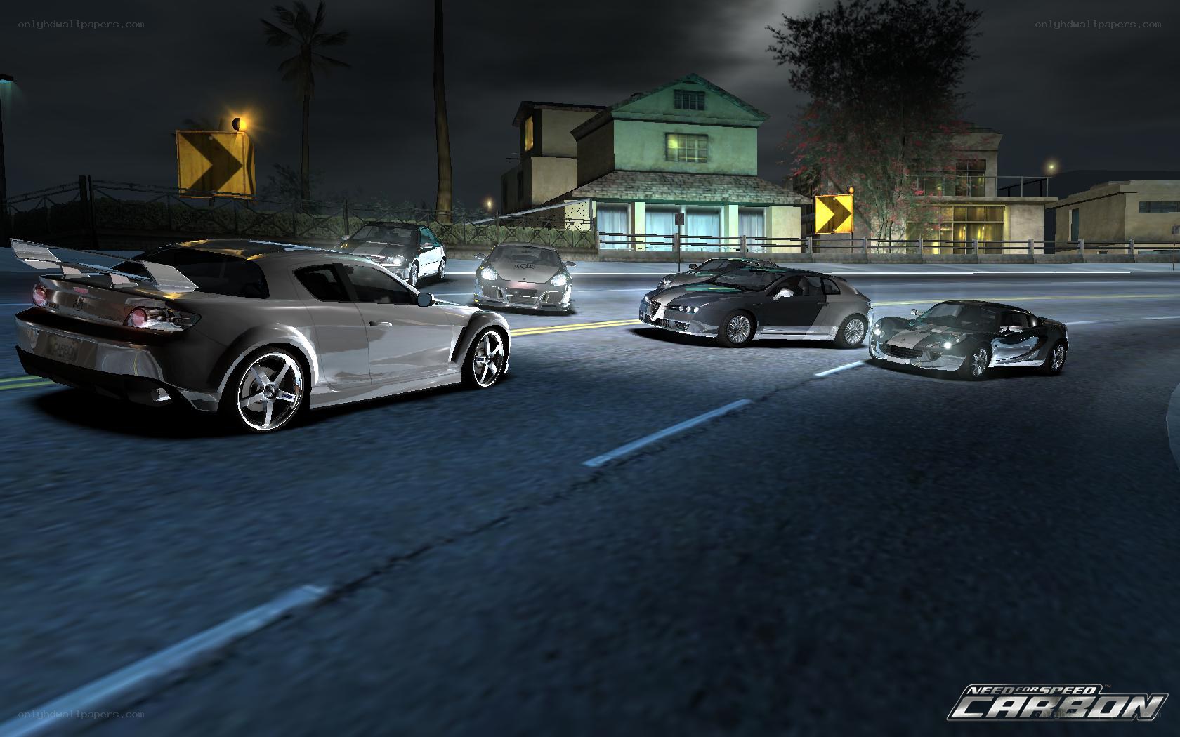 Nighttime car race scene