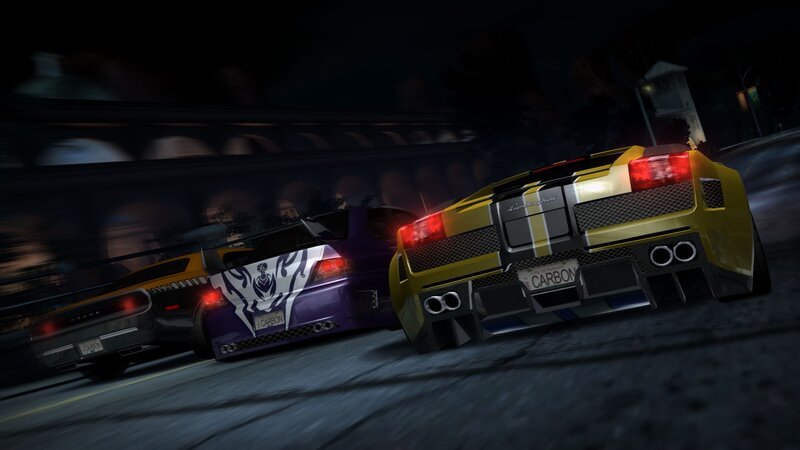 Nighttime car race scene