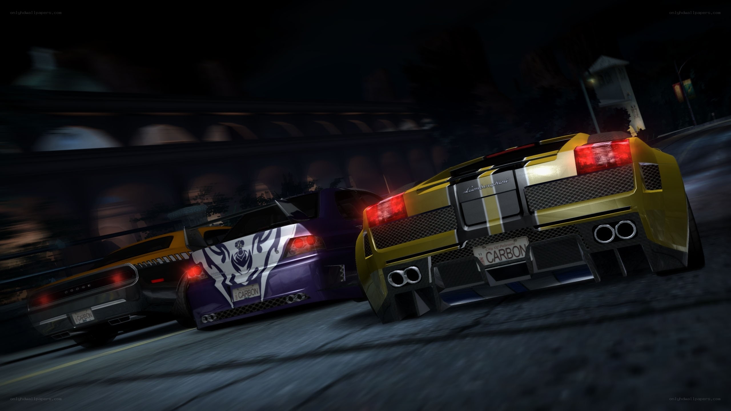 Nighttime car race scene