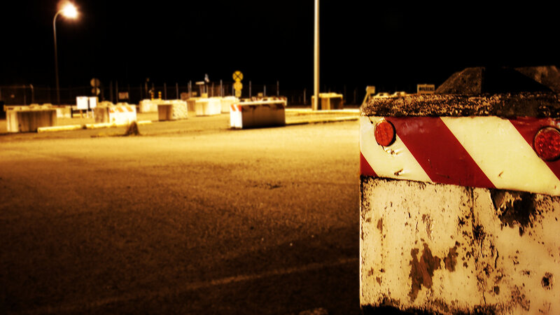 Nighttime checkpoint scene