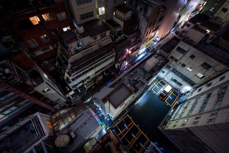 Nighttime City Alleyway