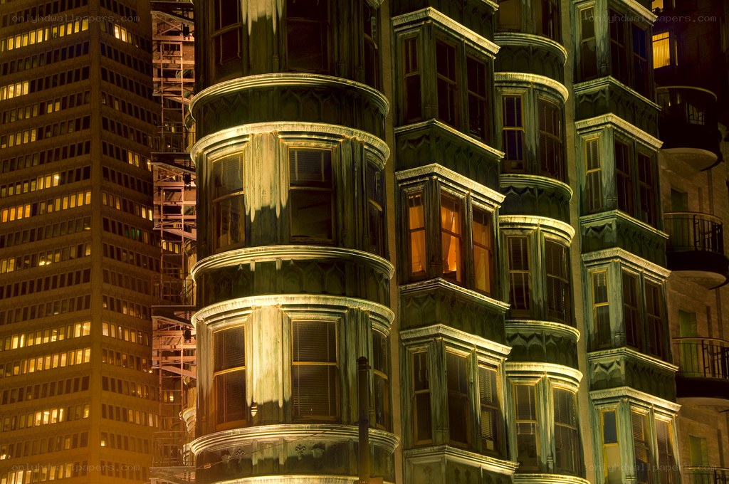 nighttime city architecture