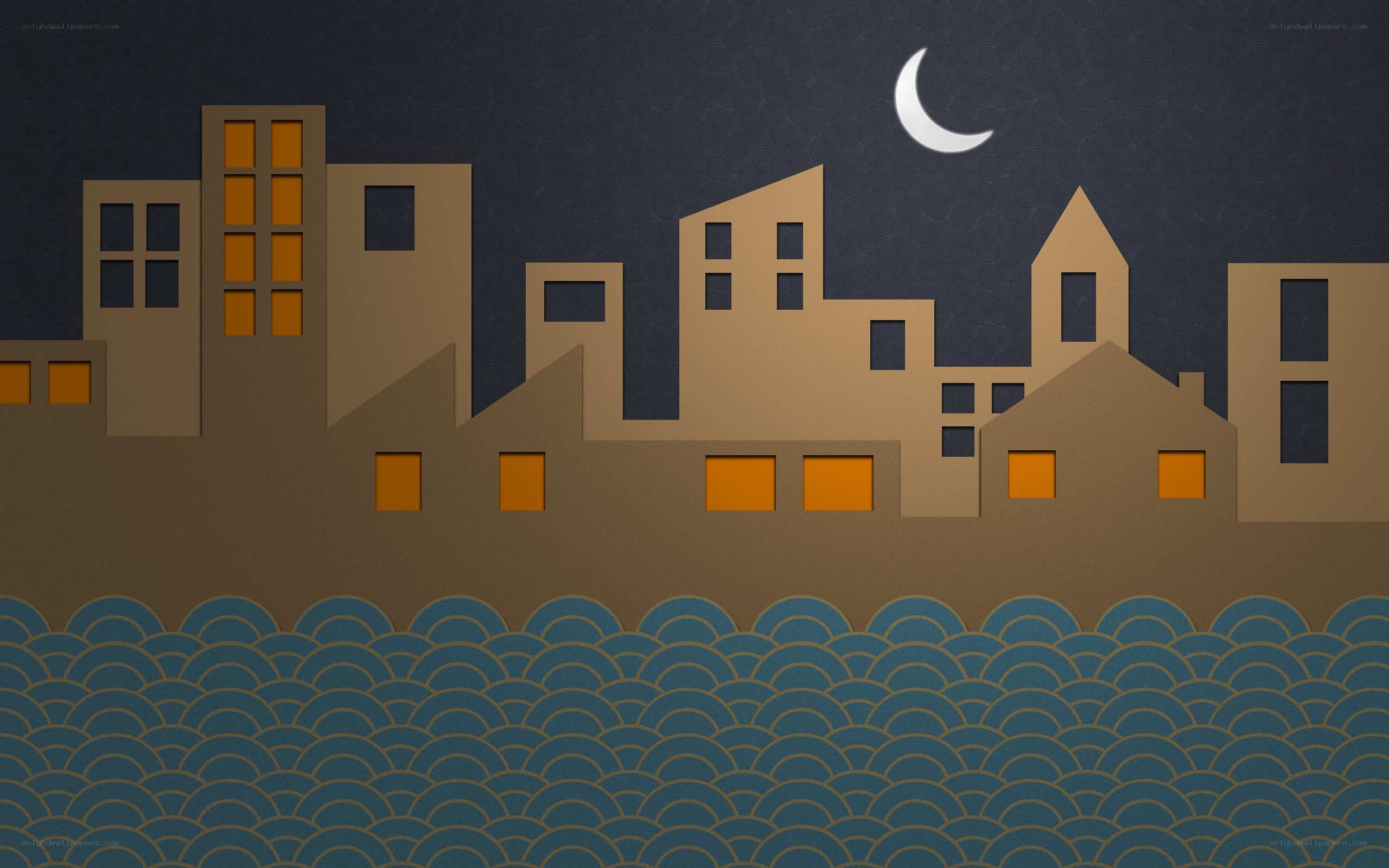 nighttime city by the sea