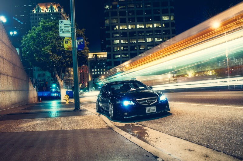 Nighttime city car scene