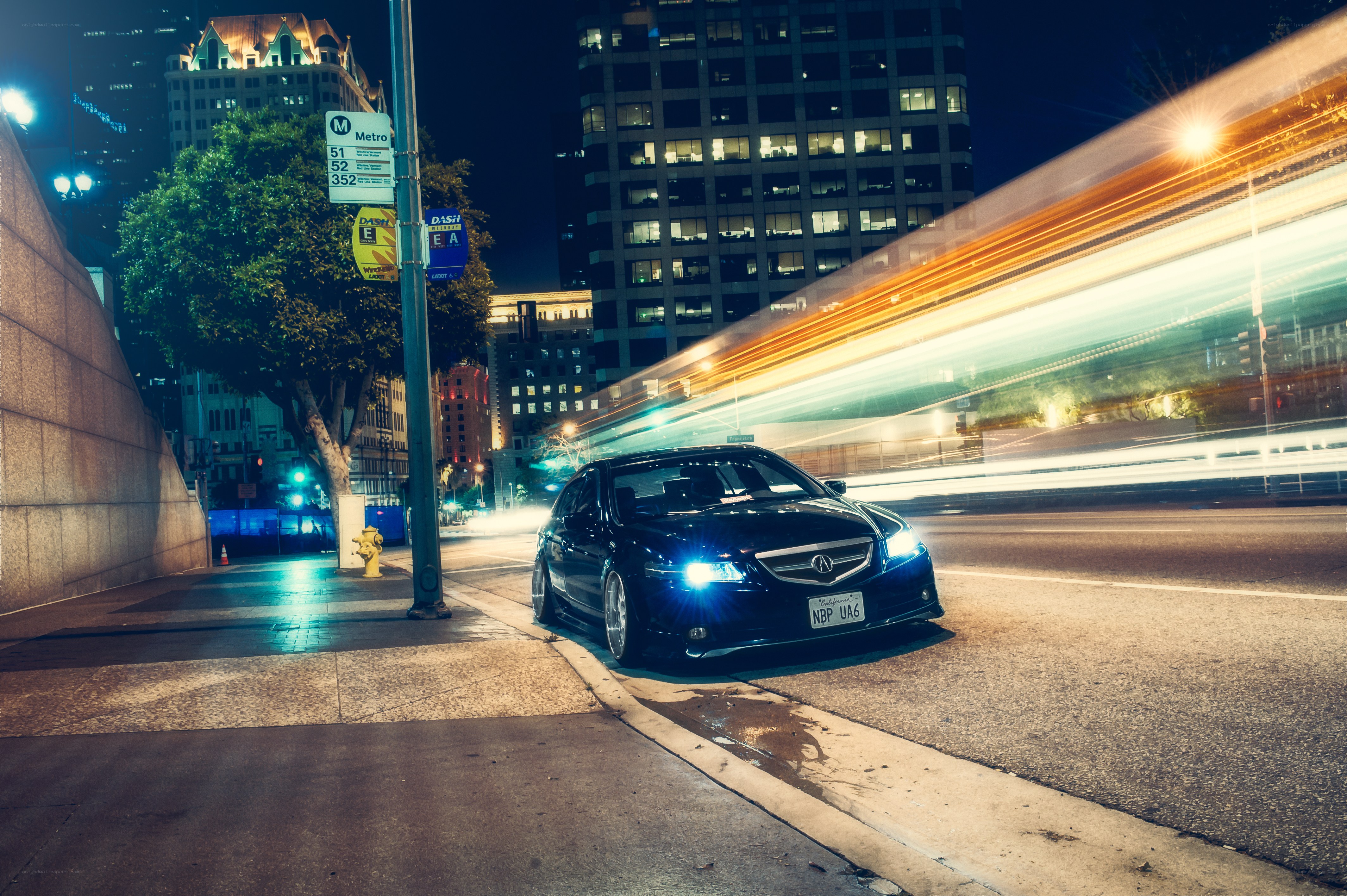 Nighttime city car scene