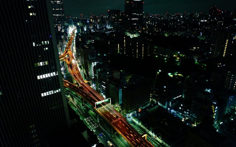Nighttime City Highway — Black, Dark, Night