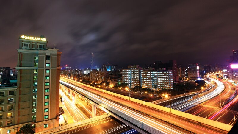 Nighttime City Highway — Black, Dramatic, Night, Photograph