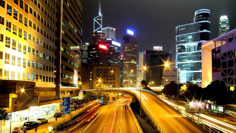 Nighttime City Highway — Dramatic