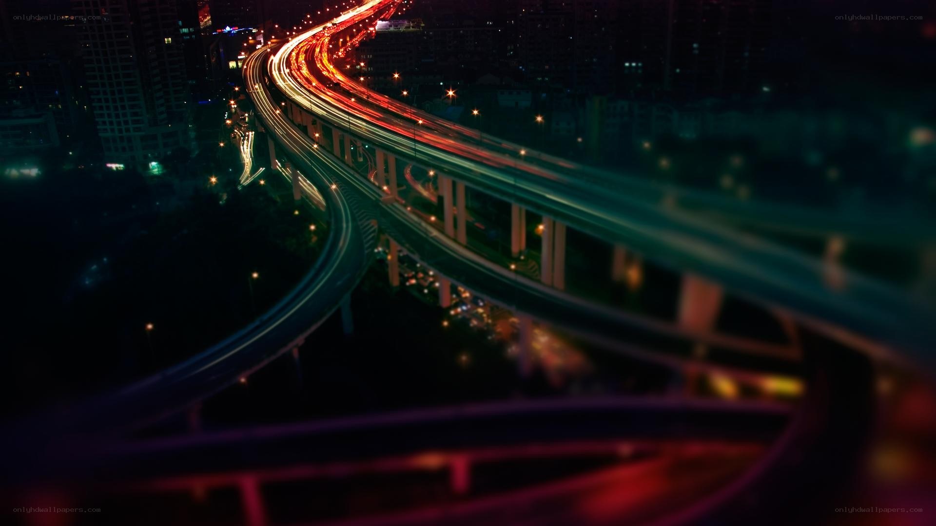 Nighttime city highway interchange
