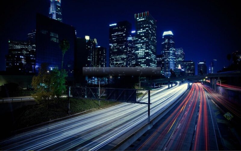 Nighttime city highway lights