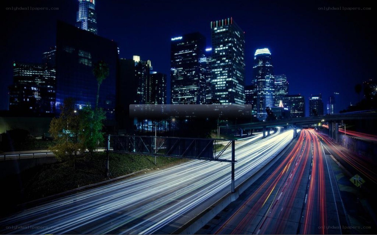 Nighttime city highway lights