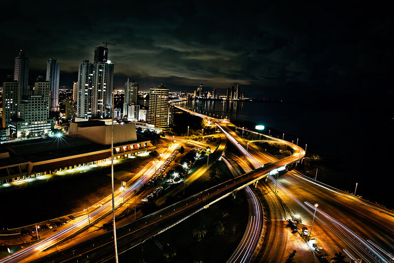 Nighttime City Highway