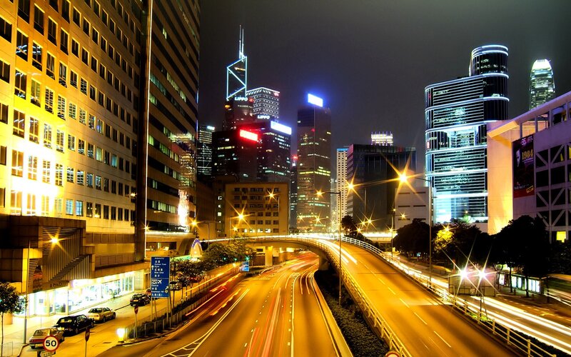 Nighttime City Highway — Yellow