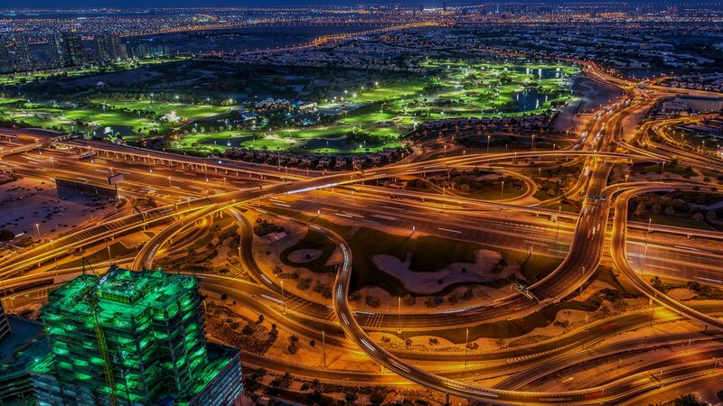 Nighttime City Interchange
