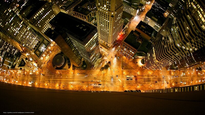 Nighttime City Intersection — Black, Dramatic, Night, Photograph, Buildings