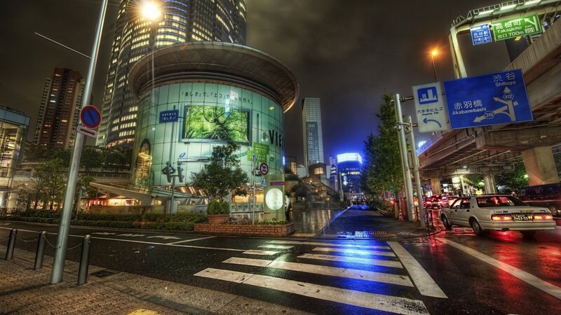 Nighttime City Intersection — Black
