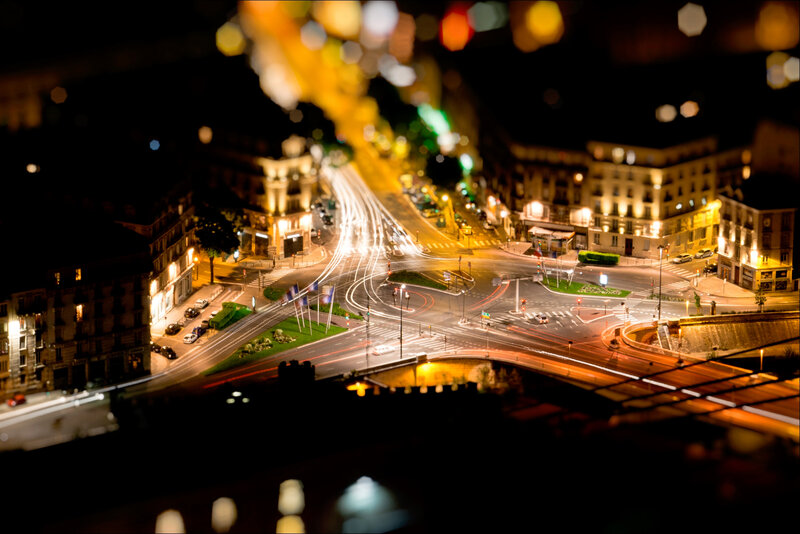 Nighttime City Intersection