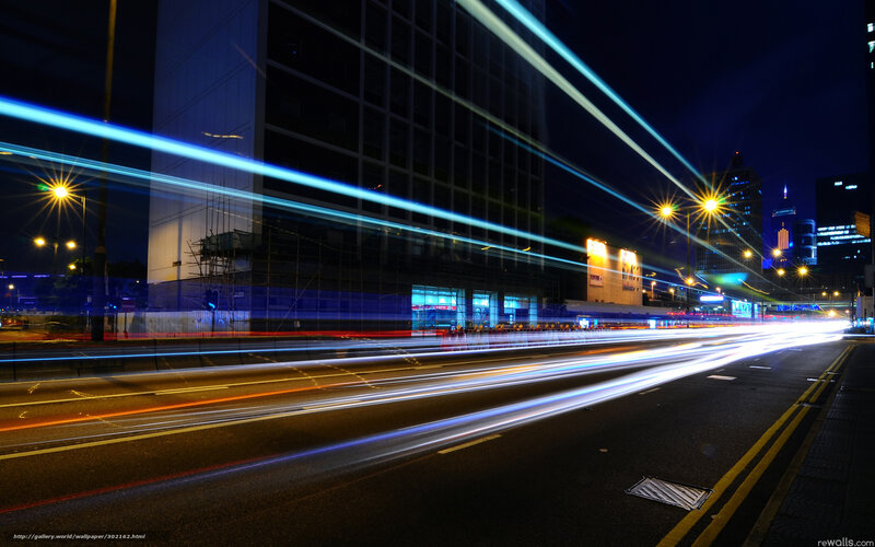 Nighttime city light trails