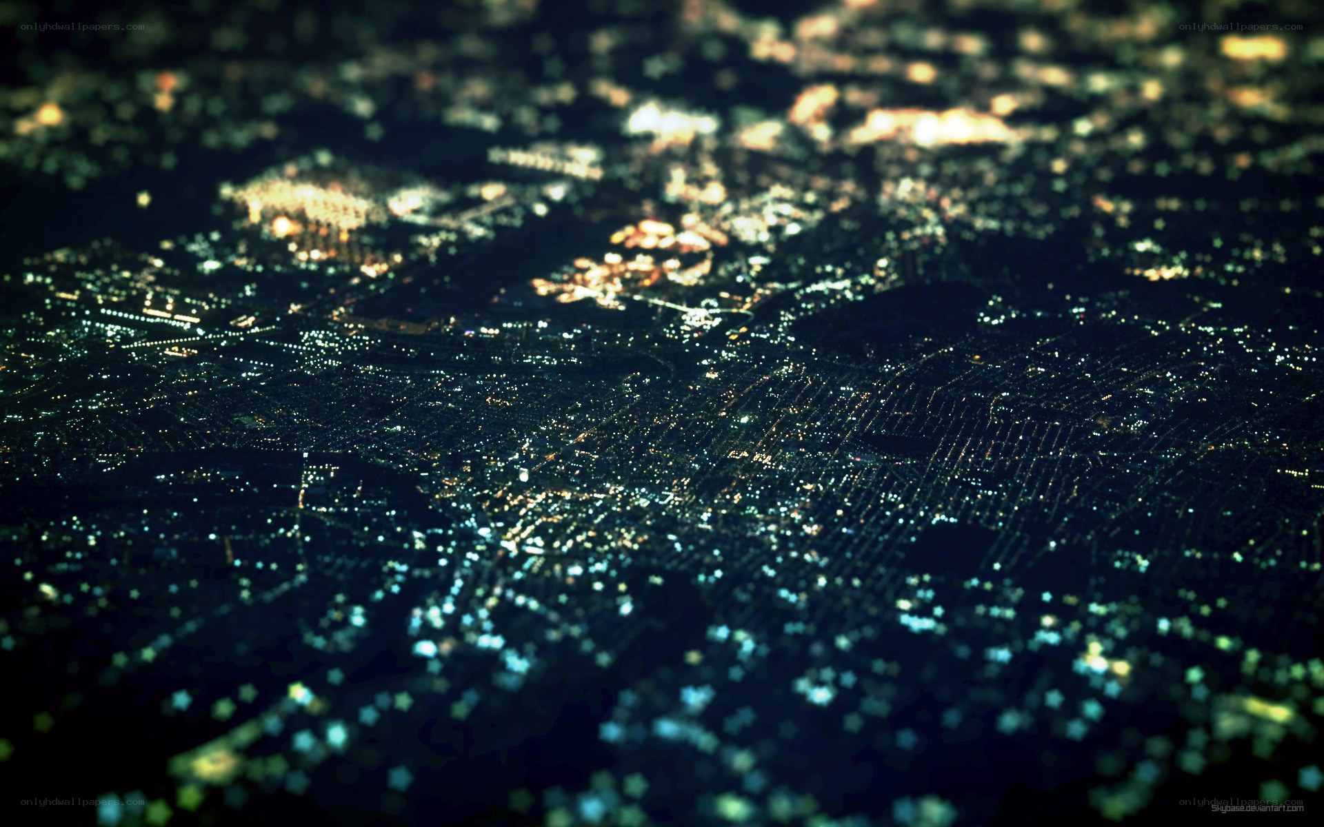 nighttime city lights from space