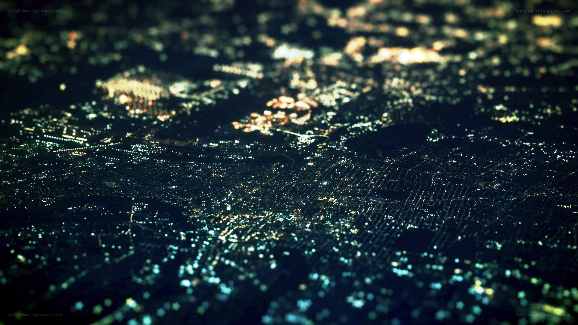 nighttime city lights from space