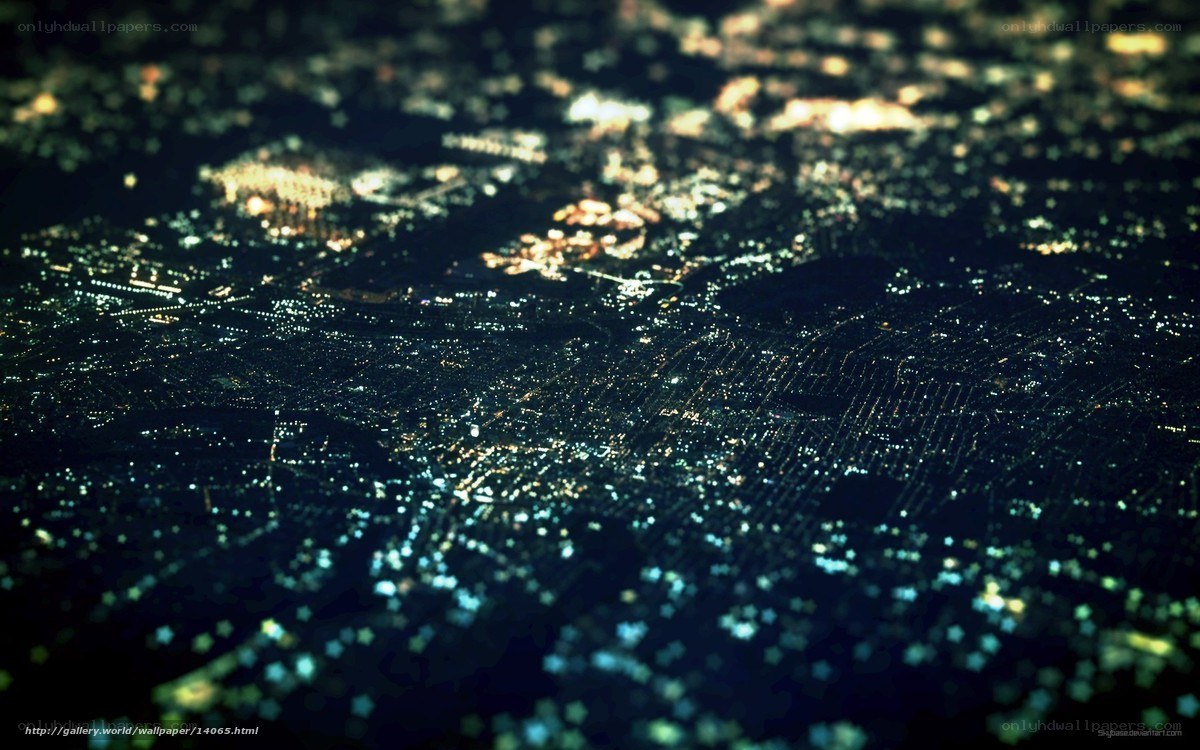 nighttime city lights from space