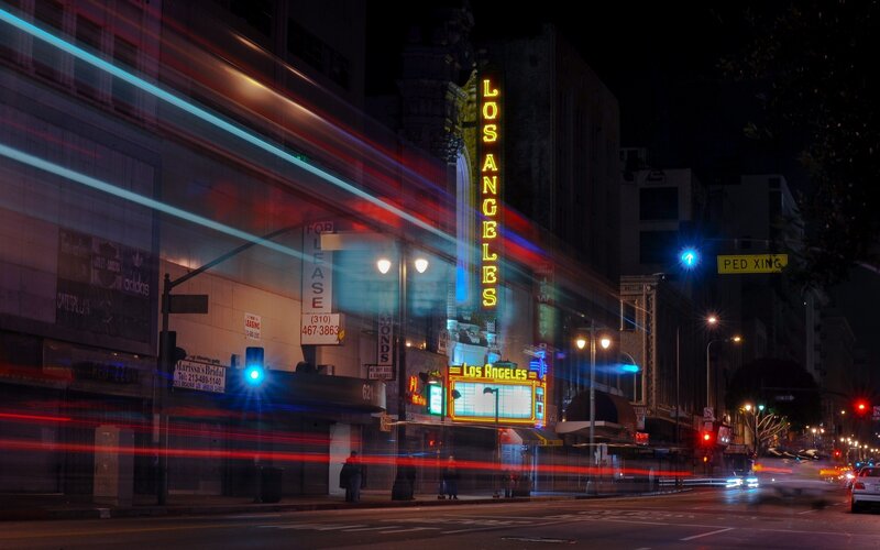 Nighttime city lights in Los Angeles