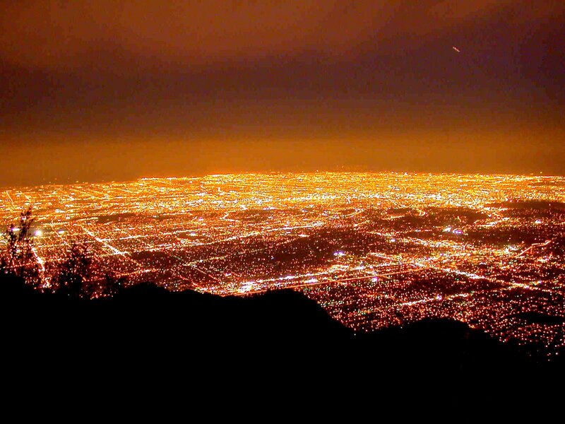 nighttime city lights view