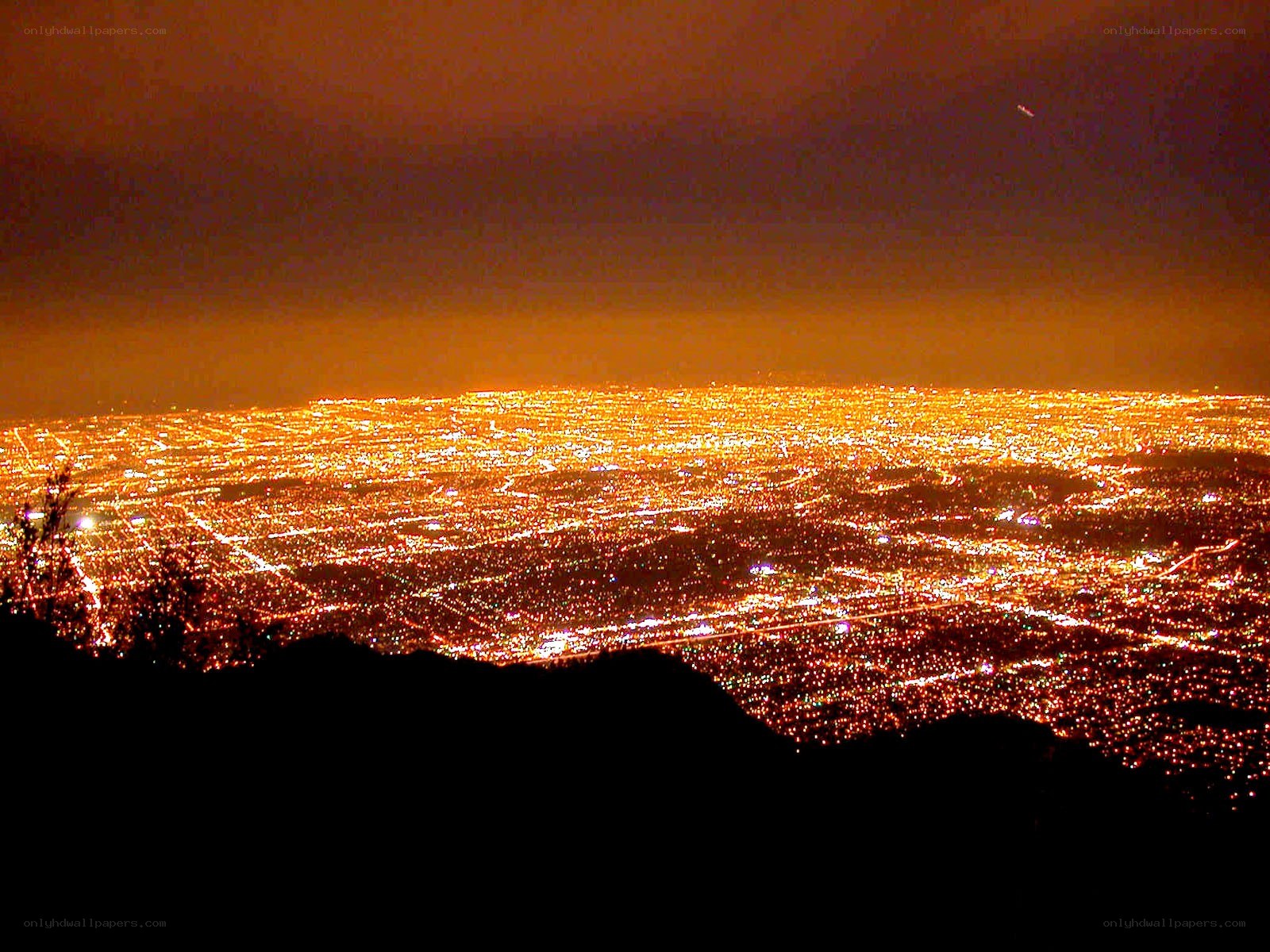 nighttime city lights view