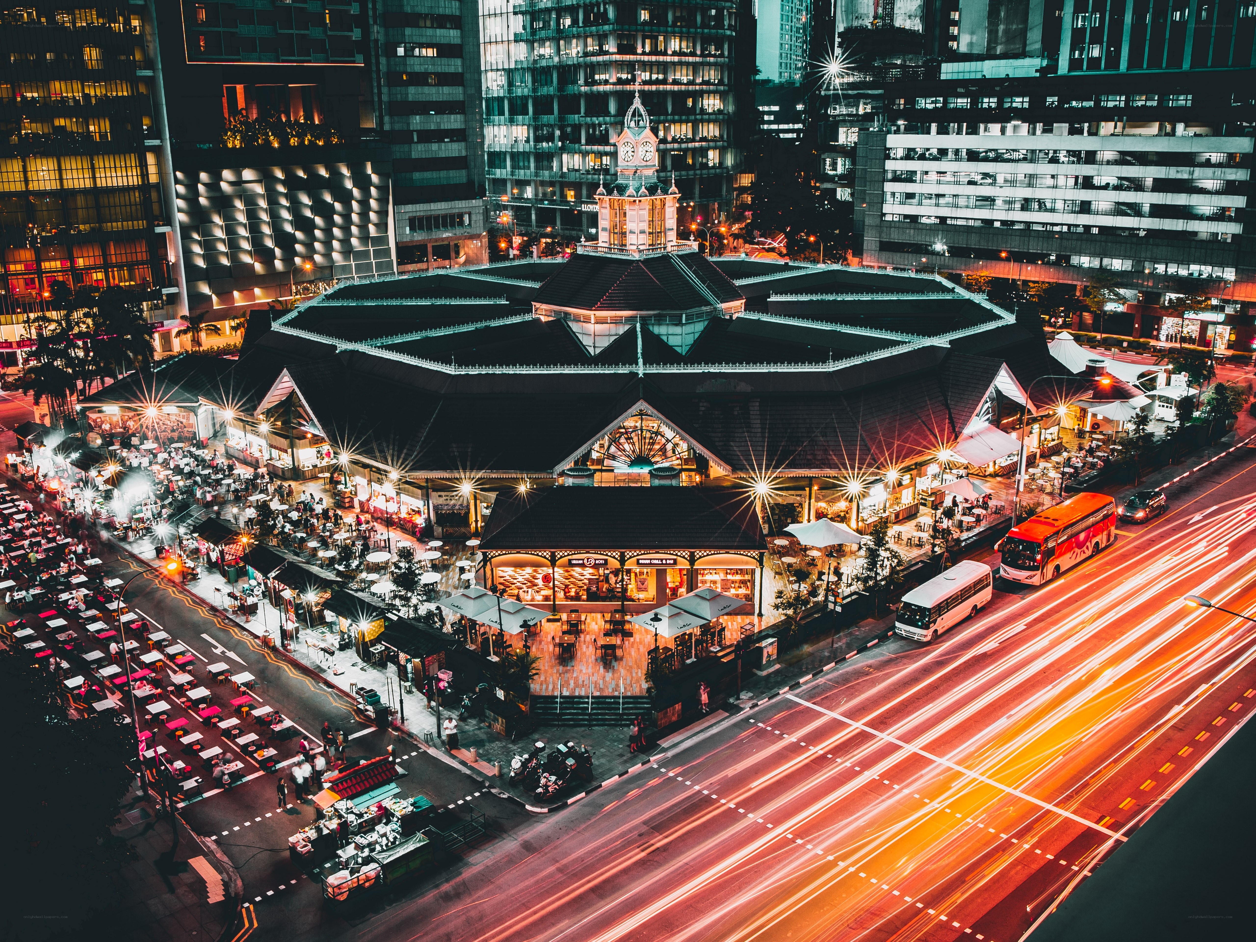 Nighttime city market scene