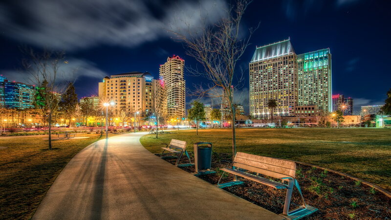 Nighttime City Park — Blue, Calm