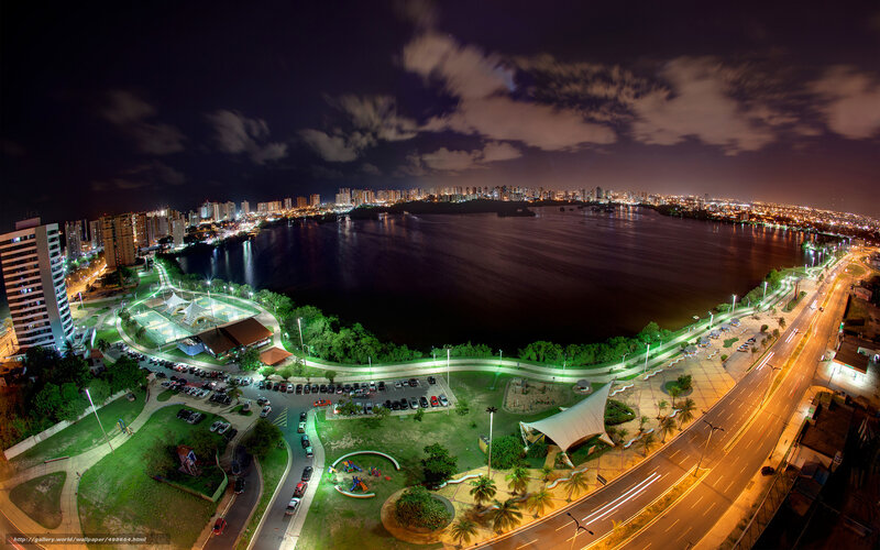 Nighttime City Park — Green, Dramatic