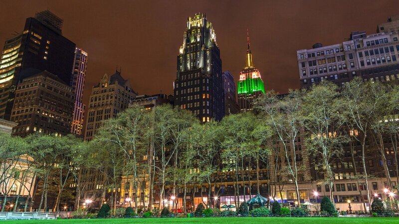 Nighttime City Park View