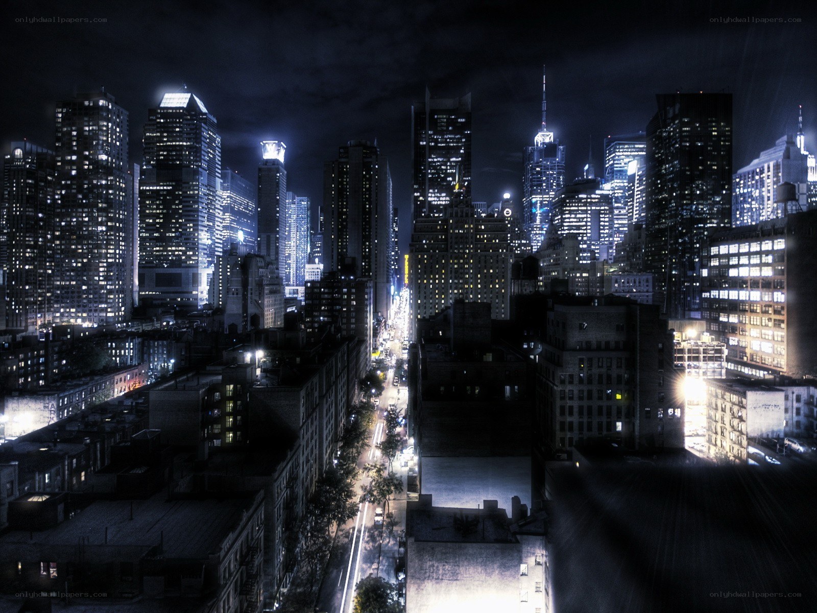 nighttime city skyline
