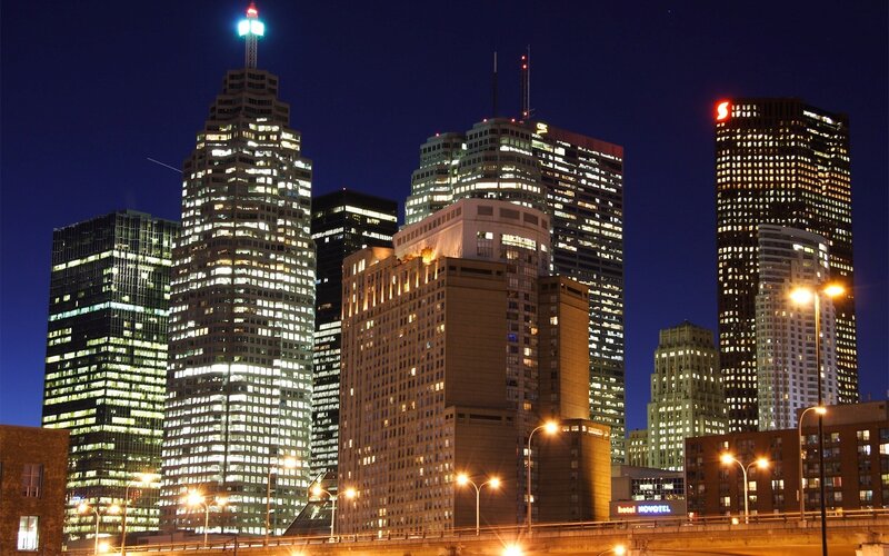 nighttime city skyline