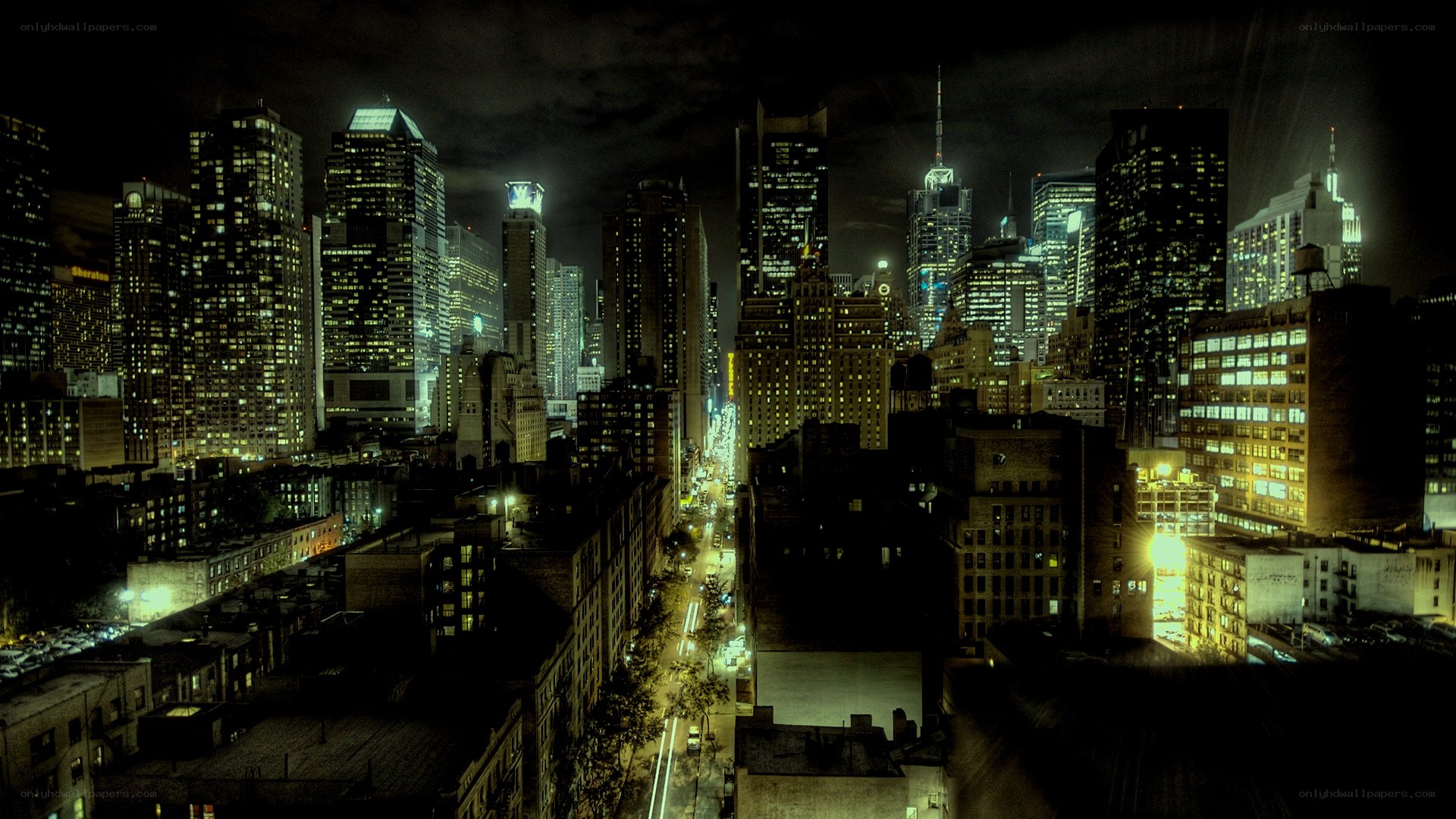 nighttime city skyline