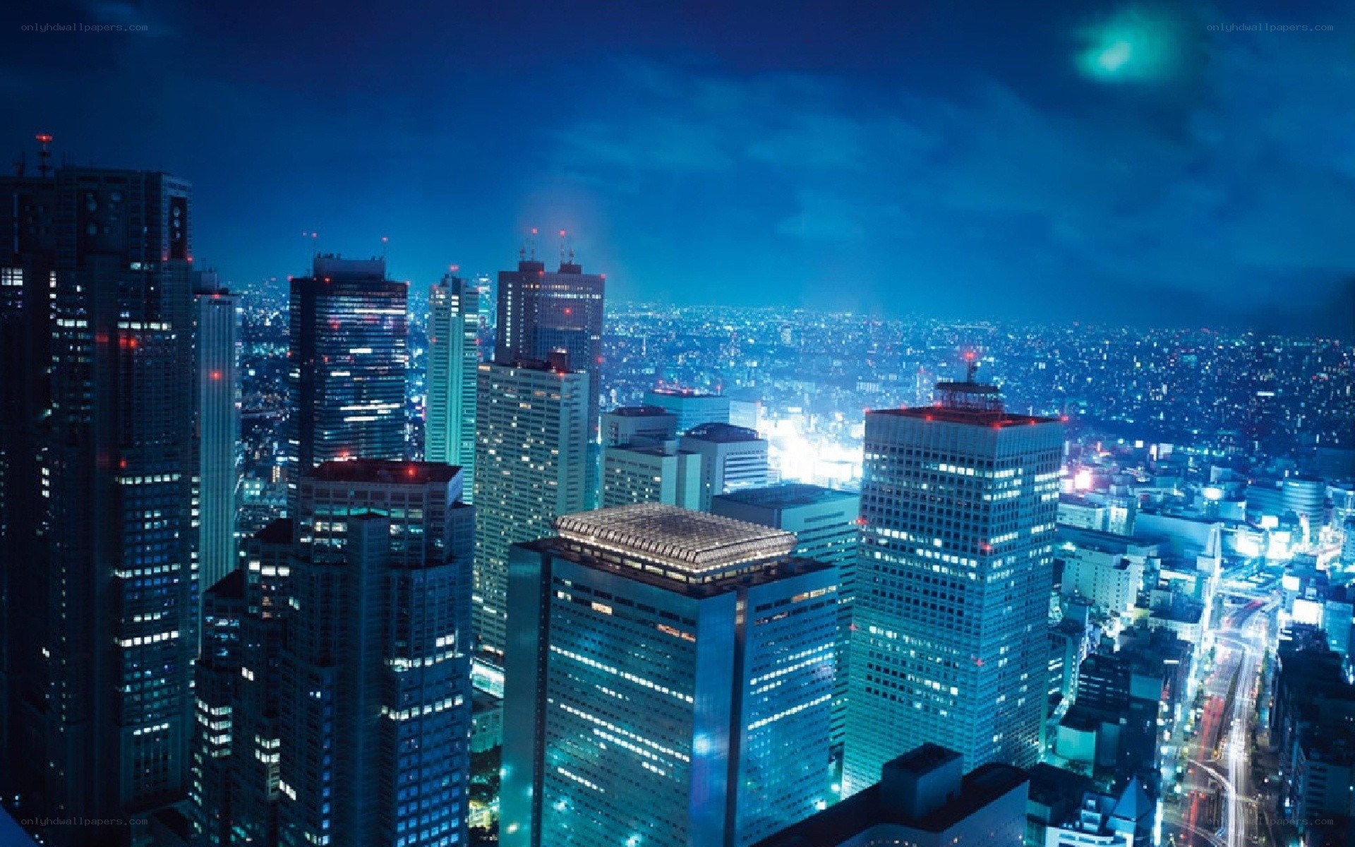 nighttime city skyline