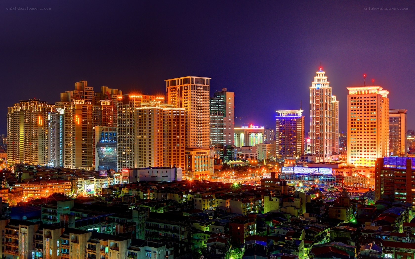 nighttime city skyline