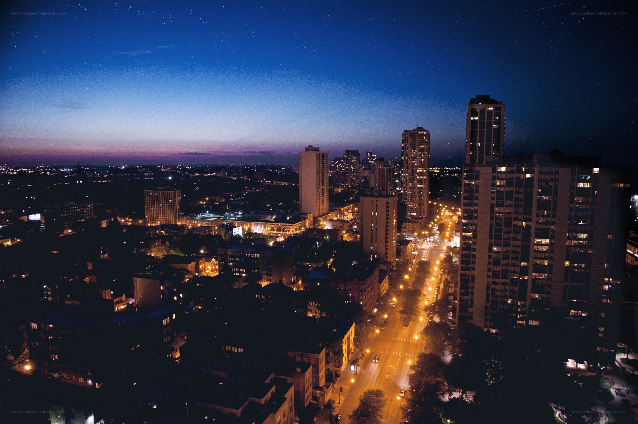 nighttime city skyline