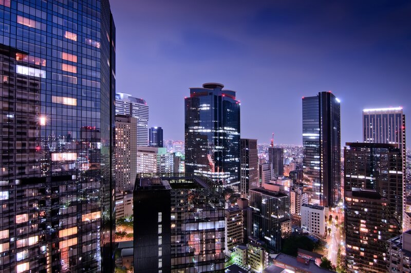 nighttime city skyline