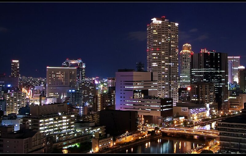 Nighttime City Skyline — Black, Calm, Night, Photograph, Skyscrapers